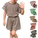 thumbnail image 5 of Odeerbi 1-10 Años Niños Niñas Conjunto de Verano Camiseta de Manga Corta de Algodón A Rayas Pantalones Cortos Conjunto de Dos Piezas Suave, 5 of 5