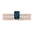 thumbnail image 2 of 1.16 ct Brilliant Emerald Cut Natural London Blue Topaz 14k Rose Gold Solitaire with Accents Engagement Bridal Wedding Ring Band Set size 9, 2 of 7