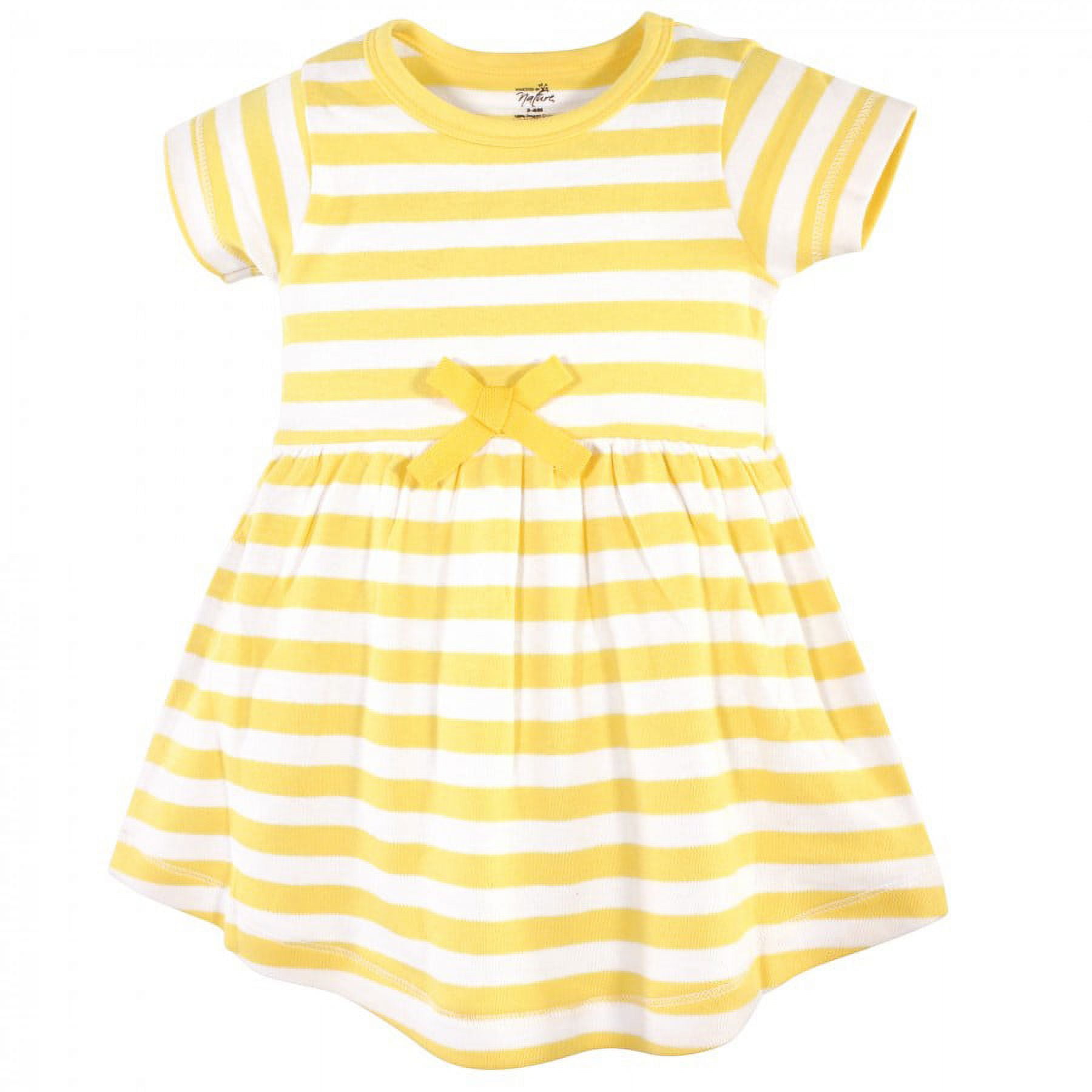 Touched by Nature Baby and Toddler Girl Organic Cotton Short-Sleeve Dresses 2pk, Lemon Tree, 8 Years
