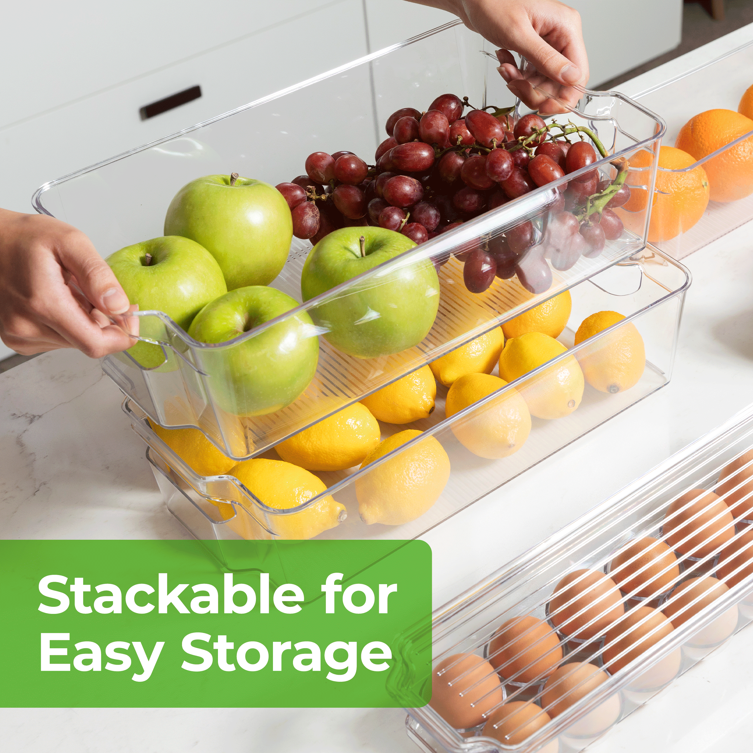 Greenco Refrigerator Organizer Bins for Eggs - Eggs Container for  Refrigerator - 14 Egg Organizer Container with Lid & Durable Handle -  Stackable