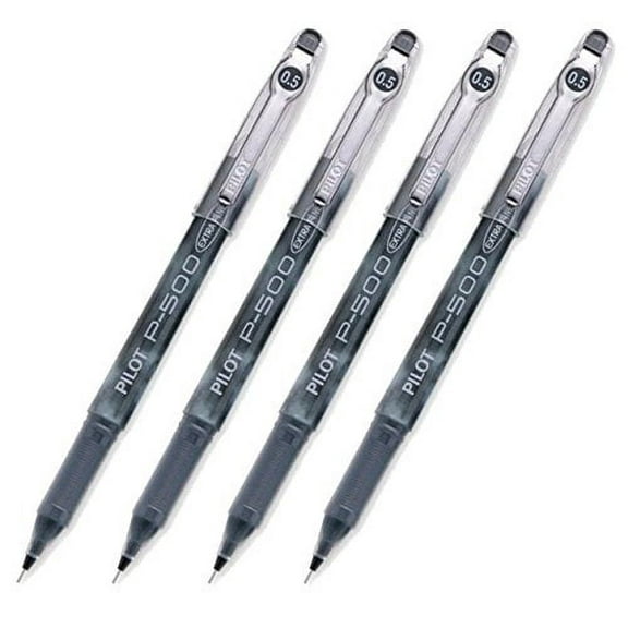 Pilot Precise P-500 Gel Rolling Ball Pens, Fine Point, Black Ink, 4 Pack
