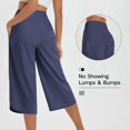 thumbnail image 3 of Women's Wide Leg Capri Pants Quick Dry Yoga Lounge Hiking Pants with Pockets Loose Comfy Summer Drawstring Navy, 3 of 6