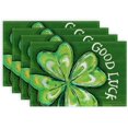 thumbnail image 1 of St. Patricks Day Placemats 12x18 Inches Set of 4, Shamrock Good Luck Spring Seasonal Farmhouse Burlap Green Indoor Kitchen Dining Table Mats Decorations for Home Party AP540-4, 1 of 5