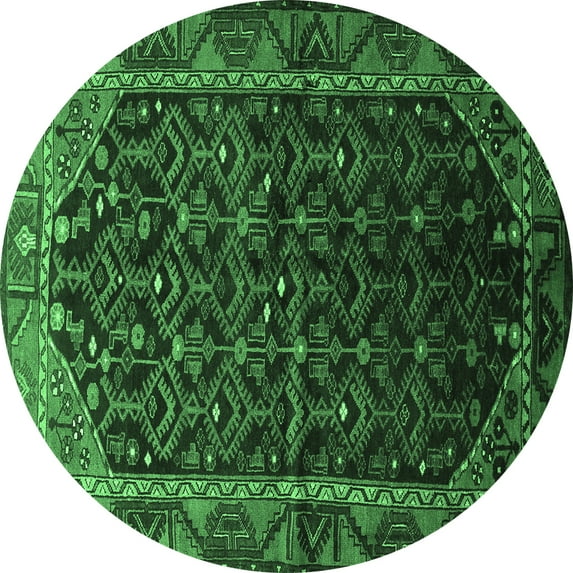 Ahgly Company Indoor Round Persian Emerald Green Traditional Area Rugs, 7' Round