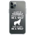 thumbnail image 1 of DistinctInk Clear Shockproof Hybrid Case for iPhone 12 MINI (5.4" Screen) - TPU Bumper Acrylic Back Tempered Glass Screen Protector - Always Be Yourself Unless You Can Be a Wolf, 1 of 2