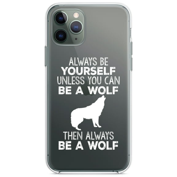 DistinctInk Clear Shockproof Hybrid Case for iPhone 13 Pro MAX (6.7" Screen) - TPU Bumper Acrylic Back Tempered Glass Screen Protector - Always Be Yourself Unless You Can Be a Wolf