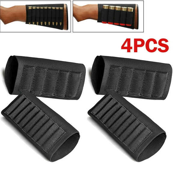 4x Buttstock Shell Holder Shotgun & Rifle Ammo Bullet Gun Sleeve Hunting Pouch
