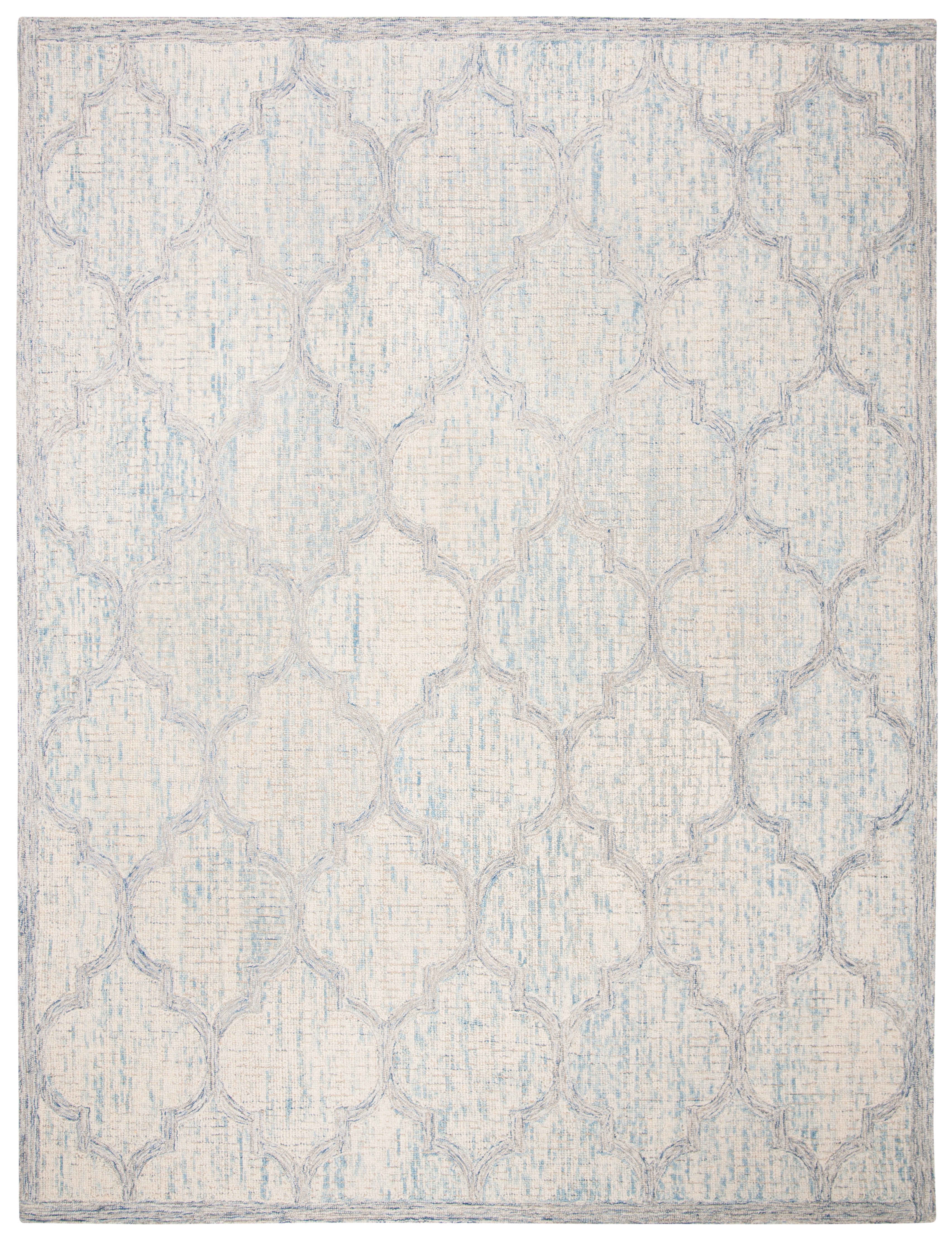 SAFAVIEH Abstract Clarette Geometric Wool Area Rug, Ivory/Light Blue, 9' x 12'