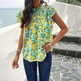 thumbnail image 2 of Baywell Women's Casual Summer FloralTops Ruffle Short Sleeve Mock Neck Fashion Chiffon Loose Blouse Shirts Tops, 2 of 7