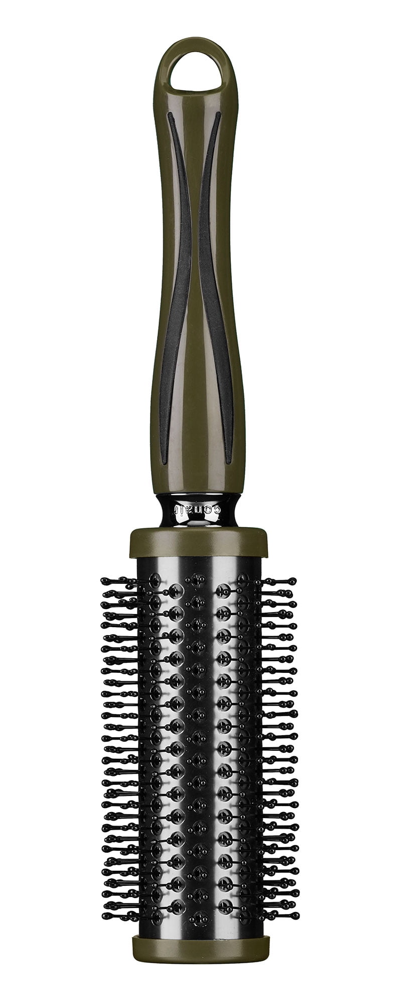 Wild Primrose by Conair Hot Curling Nylon Round Hairbrush for Top-Rated Smooth Waves or Curls in Olive Green, 1ct