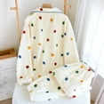 thumbnail image 4 of QLEICOM Fall Pajamas Women,Women's Print Pajama Set with Collared Button Front and Pocket Pants for Winter Comfortable Cozy Fleece Lined Set Combines Fashion and Functionality, 4 of 7