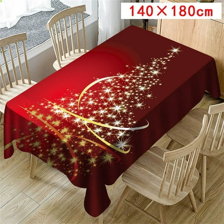 

KEVCHE 55x71 Inch Christmas Tablecloth Print Rectangle Table Cover Holiday Party Home Decor