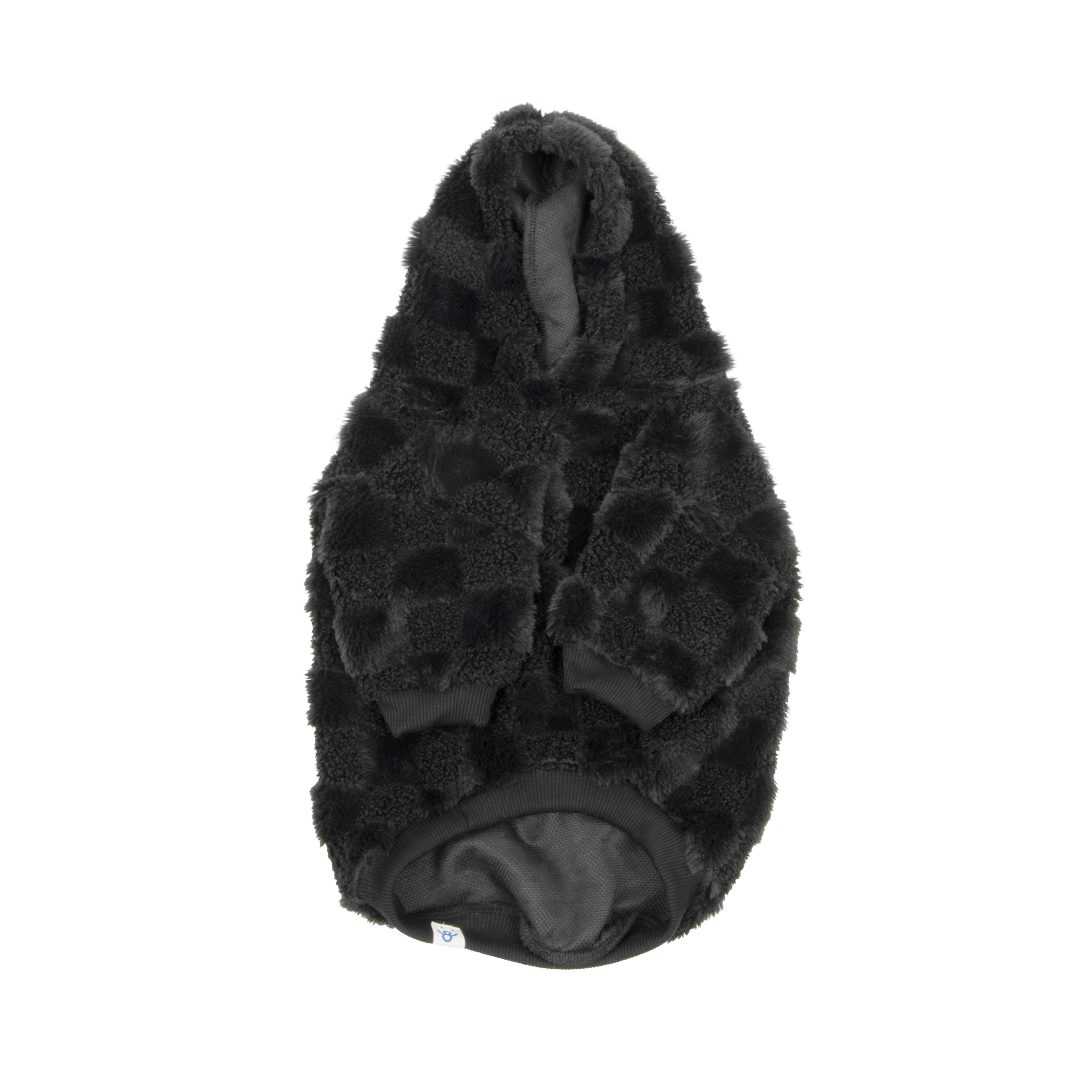 Oodles Checkerboard Fall Sherpa Dog Hoodie, Black, XL