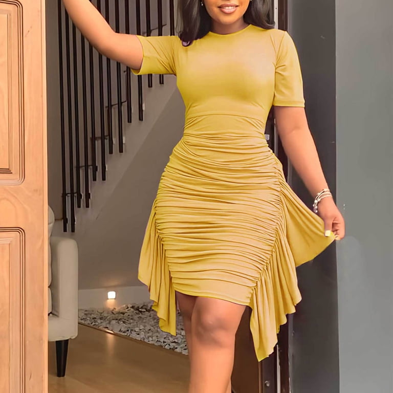 Womens Dresses for Wedding Guest Women's Summer Fashion Casual Short Sleeve Beach Solid Dresses Vestidos Elegantes De Mujer Para Fiesta - Walmart.com Womens Dresses for Wedding Guest Women's Summer Fashion Casual Short Sleeve Beach Solid Dresses Vestidos Elegantes De Mujer Para Fiesta - Walmart.com