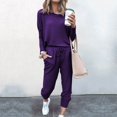 thumbnail image 4 of Outfmvch Workout Sets Two Piece Sets for Women Joggers for Women Long Sleeve Crewneck Tops Long Pants Tracksuit Sweatsuits Lounge Sets for Women Workout Sets for Women Z Purple Xl, 4 of 6