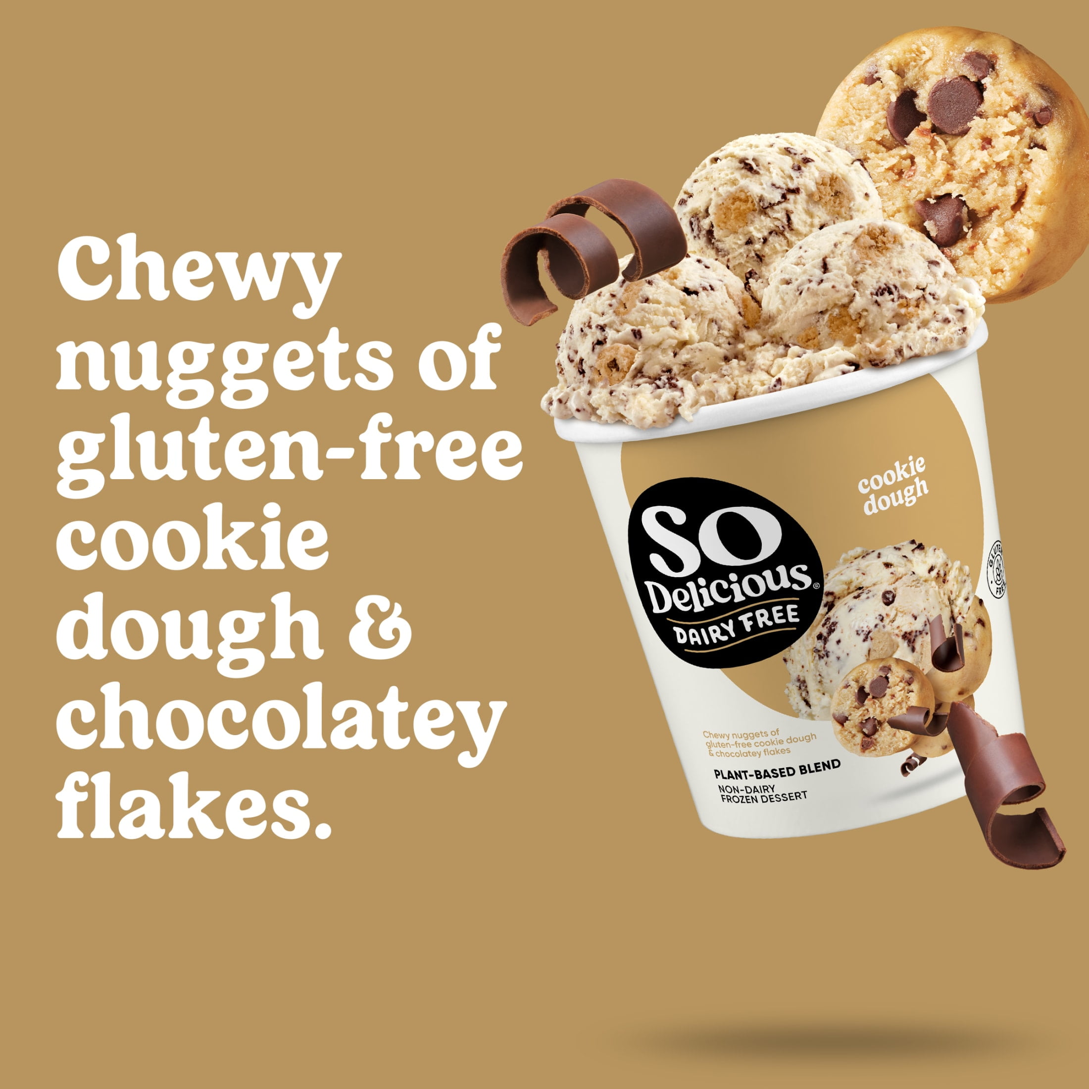 So Delicious Dairy Free Cookie Dough Plant Based Blend Frozen Dessert , 1 Pint