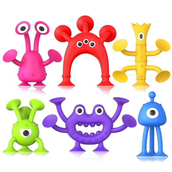 Juguetes de baño para bebés Richtim Sensory con ventosa, 6 unidades
