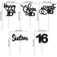 thumbnail image 2 of Topper para cupcakes Ephlyn para 16.º cumpleaños, negro con brillo, paquete de 30, 2 of 7