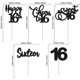 thumbnail image 2 of Topper para cupcakes Ephlyn para 16.º cumpleaños, negro con brillo, paquete de 30, 2 of 7