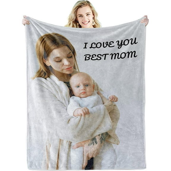 Personalised Blanket,Custom Blanket with Words Picture Collage Customized Blankets, Birthday Souvenir Gifts Personalized Throw Blanket for Father, Mom, Kids, Dogs, Friends or Lover 31" X 47"