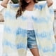 thumbnail image 5 of Chifón Estampado floral Chal suelto Kimono Cárdigan Túnica Playa Cubrir Blusa Amarillo azul Yuyangstore Cárdigan con borlas, 5 of 7