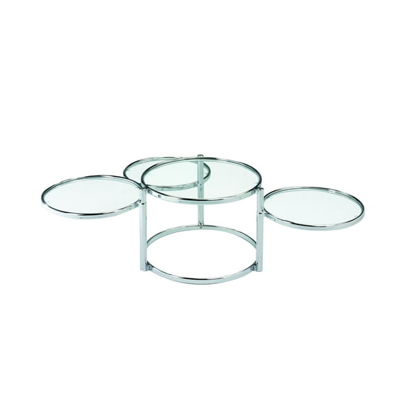 Newboti Furniture Modern Nesting Coffee Table With Clear Glass and Chrome 39017