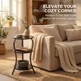 thumbnail image 4 of ZEXVIDA Vintage Small Round Side Table, 3-Tier Circular End Table with Storage Shelf, Compact Tea Sofa Table, Round Corner Coffee Table Nightstand for Living Room Bedroom Small Spaces,Black, 4 of 10