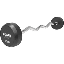 Power Systems ProStyle Fixed Barbell with EZ Curl Handle, 60 lb, Solid Steel, Chrome Plated, Black