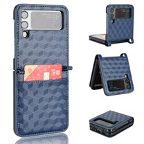 Dteck Wallet Cases for Samsung Galaxy Z Flip 4 5G, 3D Texture Durable PU Leather Shockproof Case with Credit Card Holder Slot Anti- Slip Wireless Charging Cover for Samsung Galaxy Z Flip4 2022, Blue