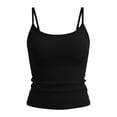 thumbnail image 4 of BRGZLK Women's Summer Solid Color Sleeveless Knitted Ribbed Spaghetti Strap Fashion Casual Tank Top Basic Solid Camisole Baselayer Tees, 4 of 4