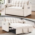 thumbnail image 5 of avobird 3 in 1 Convertible Sleeper Futon Sofa Bed, 55" Pull Out Sofa Bed with Storage Pocket/Side Pocket/2 Pillows for Living Room, Beige, 5 of 6