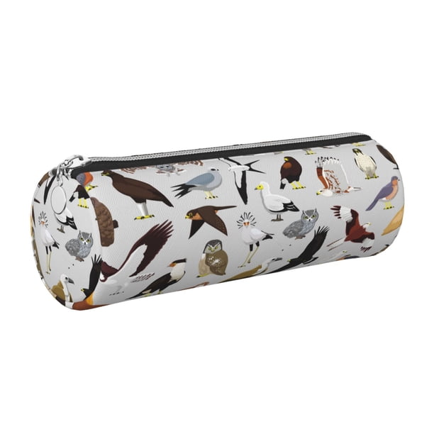 Disketp Animal Bird Estuche Organizador de Lápices de Cuero, Estuche de Oficina con Cremallera para Bolígrafo y Lápiz