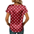 thumbnail image 6 of OIOLOYJM Womens Short-Sleeve Tops Polka Dot Satin Casual Shirts Spring Crewneck Loose Tunic Tops Vacation Work Clothes Red L, 6 of 6