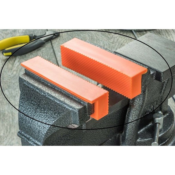 2Pc 4 inch Bench Vice Jaw Pad Set Waffle Grip AntiSlip Face