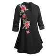 thumbnail image 3 of Rosegal Women's Plus Size Applique Roll Up Sleeves Blouse, 3 of 5