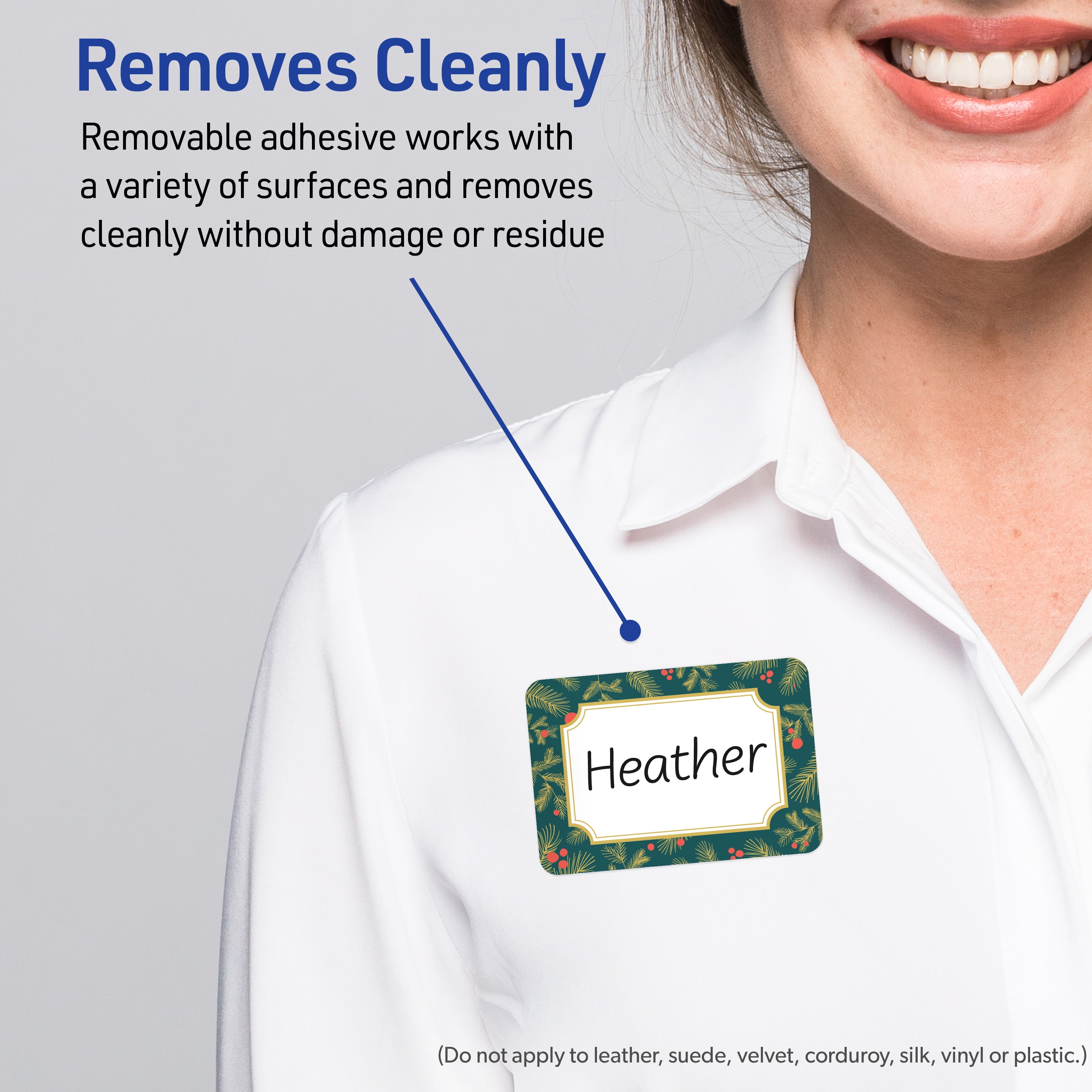 Avery Adhesive Name Tags, Matte White, Teal & Gold Frame