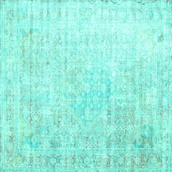 Ahgly Company Indoor Square Persian Turquoise Blue Traditional Area Rugs, 5' Square