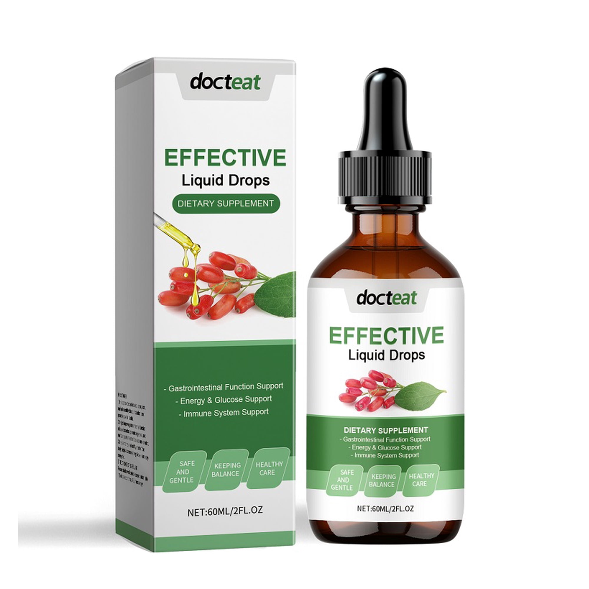 Liquid Drops for Adults, Digestive, Energy, Glucose & Immune System Support