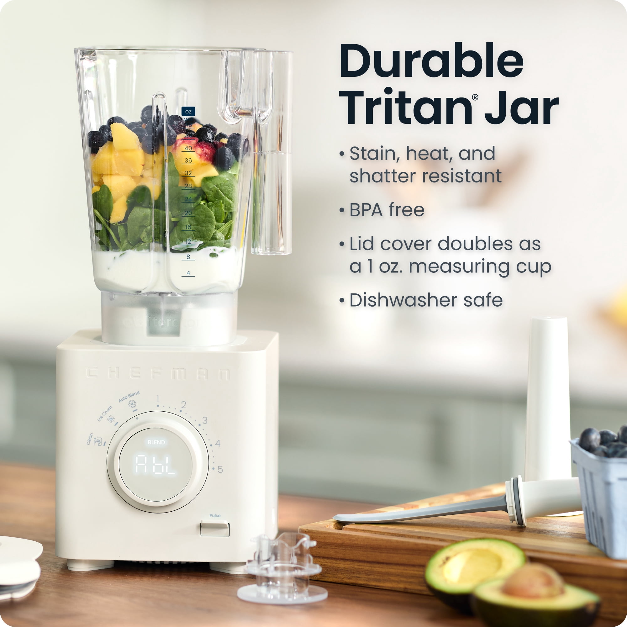 Chefman Obliterator 1380W Professional Blender w/ Auto Blend & 48oz. Tritan Blending Jar – Concrete
