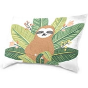 Wellsay Sloth On Branches Velvet Oblong Lumbar Plush Throw Pillow Cover/Shams Cushion Case - 20x36in - Decorative Invisible Zipper Design for Couch Sofa Pillowcase Only
