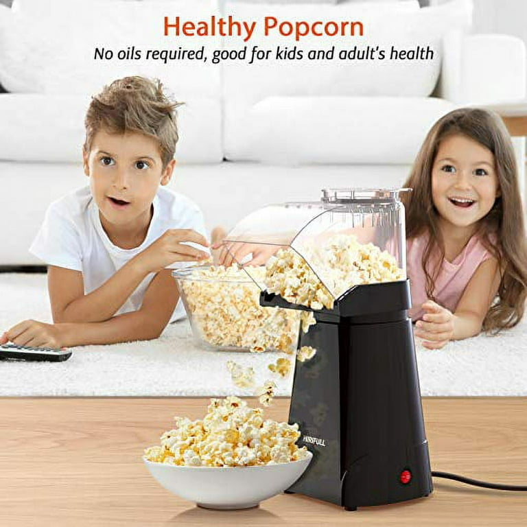 HIRIFULL Hot Air Popcorn Machine, Household Popcorn Maker for Healthy Snacks, 1200W Electric Popcorn Popper, No Oil, with Measuring Cup, ETL