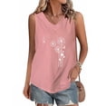 thumbnail image 4 of Tops de Lino para las Mujeres Pequeña Impresión Cuello Redondo Botón Arriba Manga Corta, Tops Cortos para las Mujeres, 4 of 4