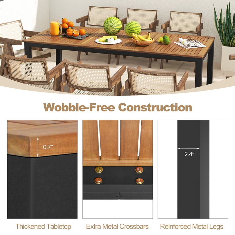 Costway 8-Person Acacia Wood Patio Dining Table, 79 Inch photo 7
