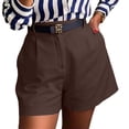 thumbnail image 4 of Dpjklzsn Women's High-Waisted Tailored Shorts, Side Pockets, Belt-loop Waist, Pleated Front for Work, Travel and Dressy Casual Outfits, 4 of 5