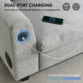 thumbnail image 5 of Sectional Sofa with Storage Armrest, 4 Seat Chenille Couch with  Drop Down Table, Cup Holders, USB Charger, Sofas Couches with Bluetooth Speaker for Living Room, Gray, 5 of 9