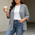 thumbnail image 2 of BXJX Womens Plus Size Cardigans, Lightweight Open Front Stretchable 3/4 Sleeve Cardigan Sweaters with Pockets Gray Size XL-5XL, 2 of 9