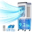 thumbnail image 1 of Enfriador de aire evaporativo, aires acondicionados portátiles 3 en 1 con 2353 CFM, enfriador de pantano con tanque de agua de 9,2 galones, control remoto y táctil, oscilación de 90°+120°, ventilador, 1 of 5
