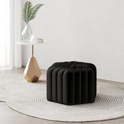 homary 18.5 Hexagonal Pouf Ottoman Upholstered, Velvet Footrest Rest Stools Modern Sofa Footrest Entryway Shoe Changing Stool, Low Coffee Table Footstool for Living Room/Bedroom/Entrway-Black