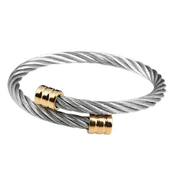 Pulsera de acero de aleación de titanio con detumescencia, abierta, para hombres y mujeres.