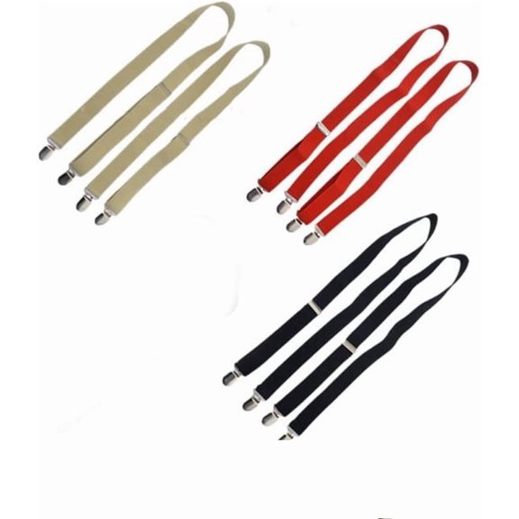 Elastic Suspenders Vintage No Cross Back Adjustable Pants Clip Braces Straps Set of 3